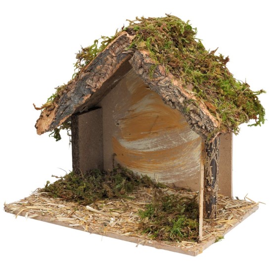 Capanna con staccionata laterale cm 24x14,5x20,5 h per presepe
