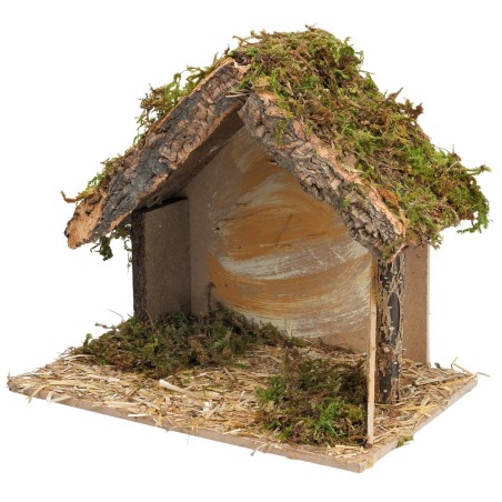 Capanna con staccionata laterale cm 24x14,5x20,5 h per presepe