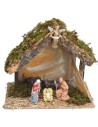 Hut with complete Nativity and side fence cm 24x14.5x20.5 h
