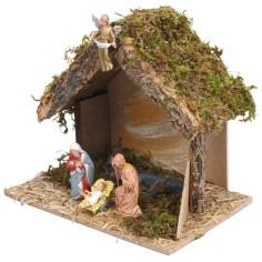 Capanna con staccionata laterale cm 24x14,5x20,5 h per presepe 2