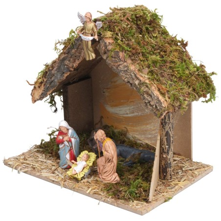 Hut with side fence cm 24x14.5x20.5 h for nativity scene