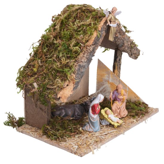 Hut with side fence cm 24x14.5x20.5 h for nativity scene