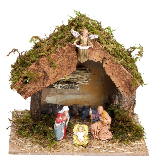 Hut with straw for nativity scene cm 24x14.5x20.5 h for nativity scene