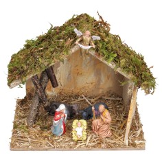 Capanna con assi di legno cm 24x15x19 h per presepe Mondo 2