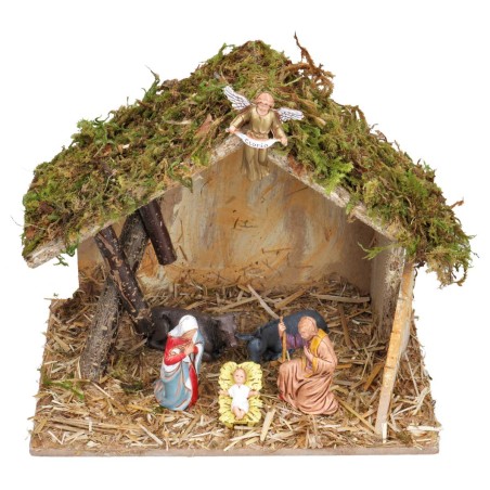 Capanna con assi di legno cm 24x15x19 h per presepe Mondo