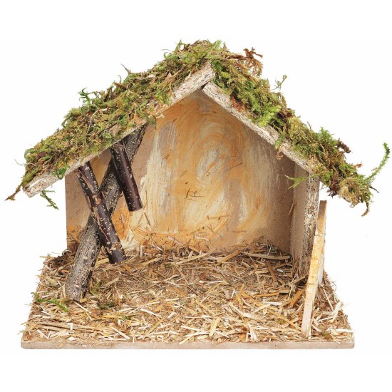 Capanna con assi di legno cm 24x15x19 h per presepe Mondo