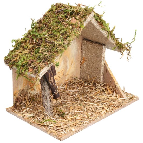 Capanna con assi di legno cm 24x15x19 h per presepe Mondo
