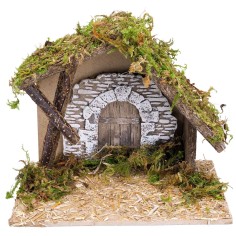 Hut with plaster wall cm 23.5x14.5x20 h for Mondo nativity scene