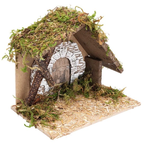 Hut with plaster wall cm 23.5x14.5x20 h for Mondo nativity scene