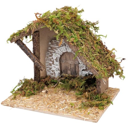 Hut with plaster wall cm 23.5x14.5x20 h for Mondo nativity scene