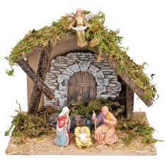 Capanna con parete in gesso cm 23,5x14,5x20 h per presepe Mondo 2