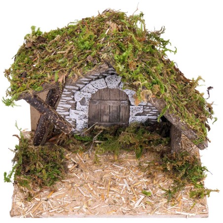 Hut with plaster wall cm 23.5x14.5x20 h for Mondo nativity scene