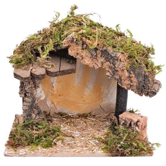 Hut with side canopy cm 23.5x14.5x19.5 h for nativity scene