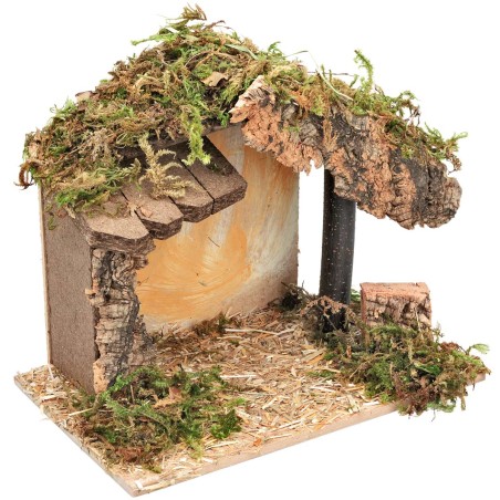 Cabaña con cobertizo lateral cm 23,5x14,5x19,5 h para belén