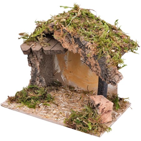 Capanna con tettoia laterale cm 23,5x14,5x19,5 h per presepe