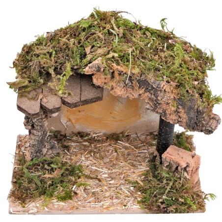 Hut with side canopy cm 23.5x14.5x19.5 h for nativity scene