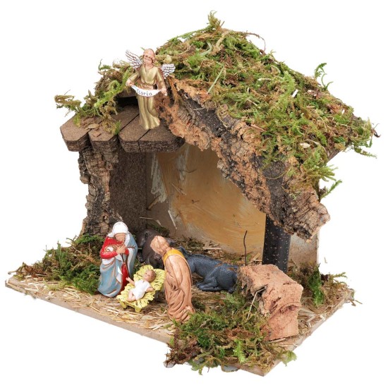 Capanna con tettoia laterale completa di statue Landi cm