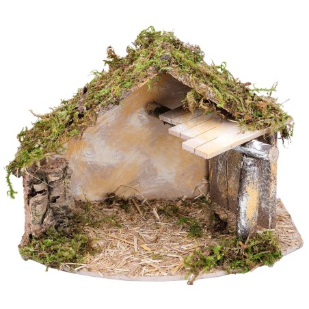 Hut with side canopy complete with Landi statues cm