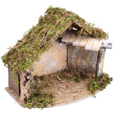 Hut with side canopy complete with Landi statues cm 2