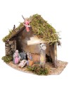 Hut with side canopy complete with Landi statues cm 32x18x23 h