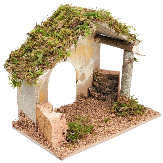 Cabaña para pesebre con apertura en arco cm 24x14,5x20,5 h