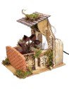 Mulino ad acqua funzionante con muretto frontale, cm 23x18x23 h