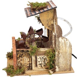 Functioning water mill with front wall, cm 23x18x23 h