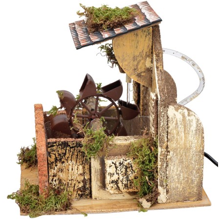 Functioning water mill with front wall, cm 23x18x23 h