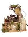 Molino de agua funcionando con muro frontal, cm 23x18x23 h