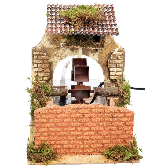 Functioning water mill with front wall, cm 23x18x23 h