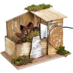 Working water mill with sloping roof, cm 24.5x16x18.5h 2