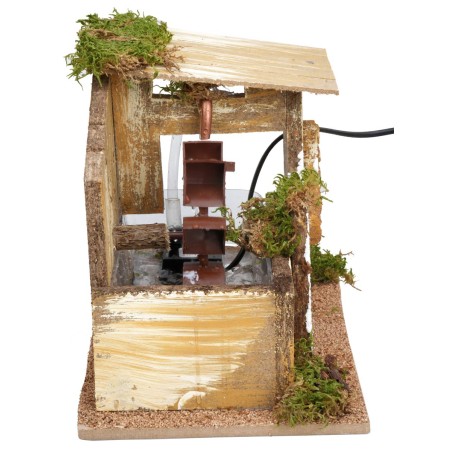 Mulino ad acqua funzionante tetto spiovente, cm 24,5x16x18,5h