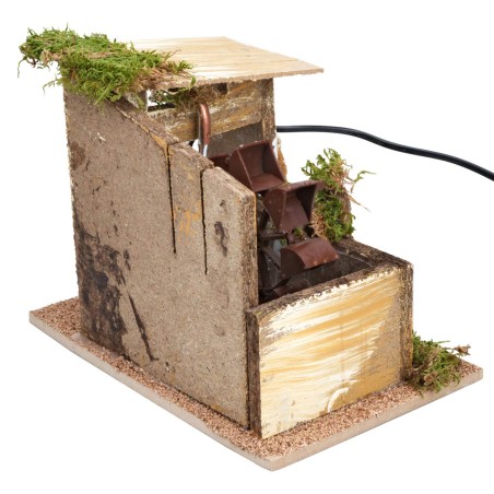 Mulino ad acqua funzionante tetto spiovente, cm 24,5x16x18,5h