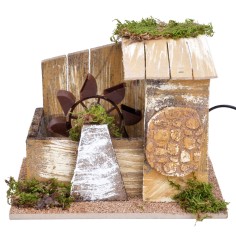 Mulino ad acqua funzionante tetto spiovente, cm 24,5x16x18,5h
