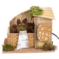 Mulino ad acqua funzionante con ruota laterale, cm 24,5x16x18,5
