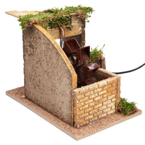 Working water mill with side wheel, cm 24.5x16x18.5