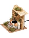 Fountain with sloping roof and working pump 15x15x15 cm h