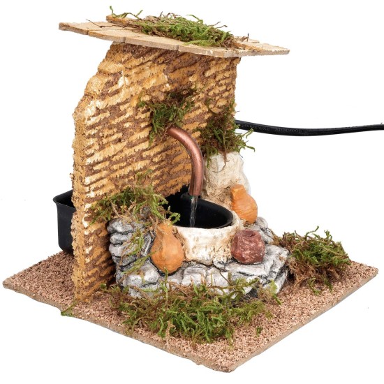 Fontana con tetto spiovente e pompa funzionante cm 15x15x15 h