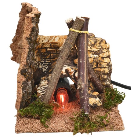 Bivouac con fuego funcionando cm 14x14x14,5 h para belén Mondo