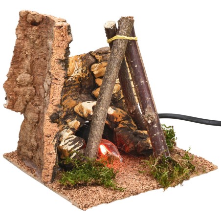 Bivouac con fuego funcionando cm 14x14x14,5 h para belén Mondo