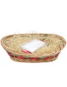 Cestino ovale in vimini rosso e verde con kit cm 41x35x15h