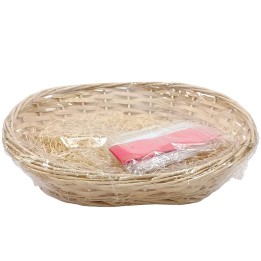 Cestino ovale in vimini naturale con kit cm 40x34x16h