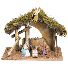 Hut with fence complete with Landi statues cm 31.5x17x23 h