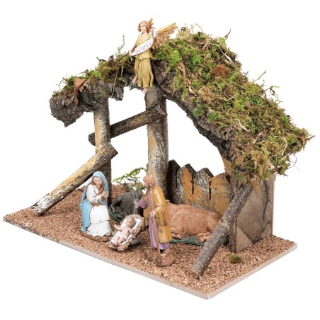 Capanna con staccionata completa di statue Landi cm 31,5x17x23 h