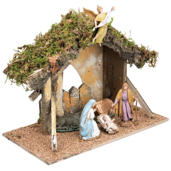 Capanna con staccionata completa di statue Landi cm 31,5x17x23