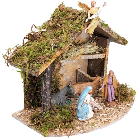 Hut with hay complete with Landi statues cm 32x18x23 h for