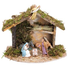 Capanna con fieno completa di statue Landi cm 32x18x23 h per