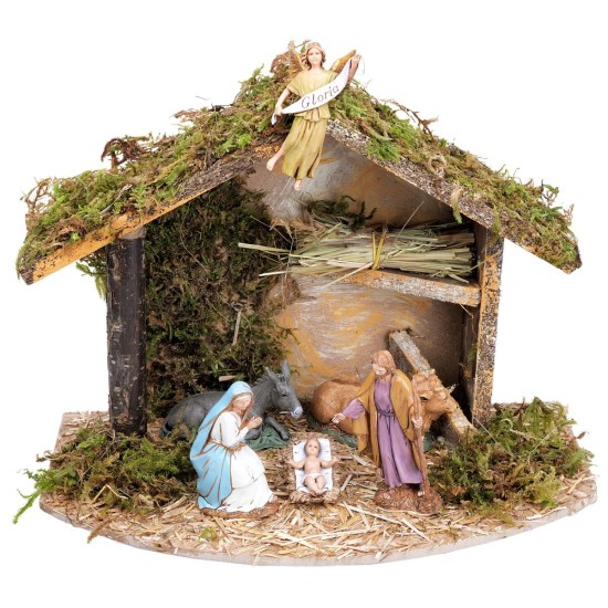 Hut with hay complete with Landi statues cm 32x18x23 h for