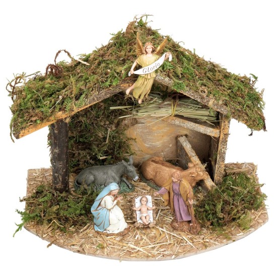 Cabaña con heno completa con estatuas Landi cm 32x18x23 h para