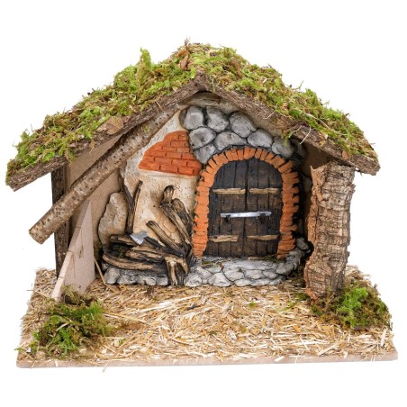 Cabaña con pared de yeso cm 31x17x23 h para belén Mundo